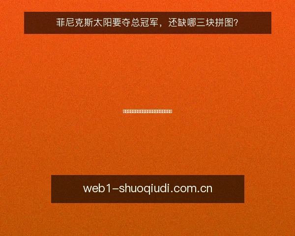 菲尼克斯太阳要夺总冠军，还缺哪三块拼图？